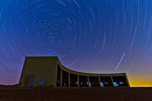 Timelapse night photo of Middle Drum fluorescence station